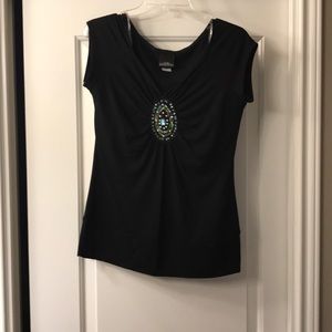 Black cotton fitted blouse